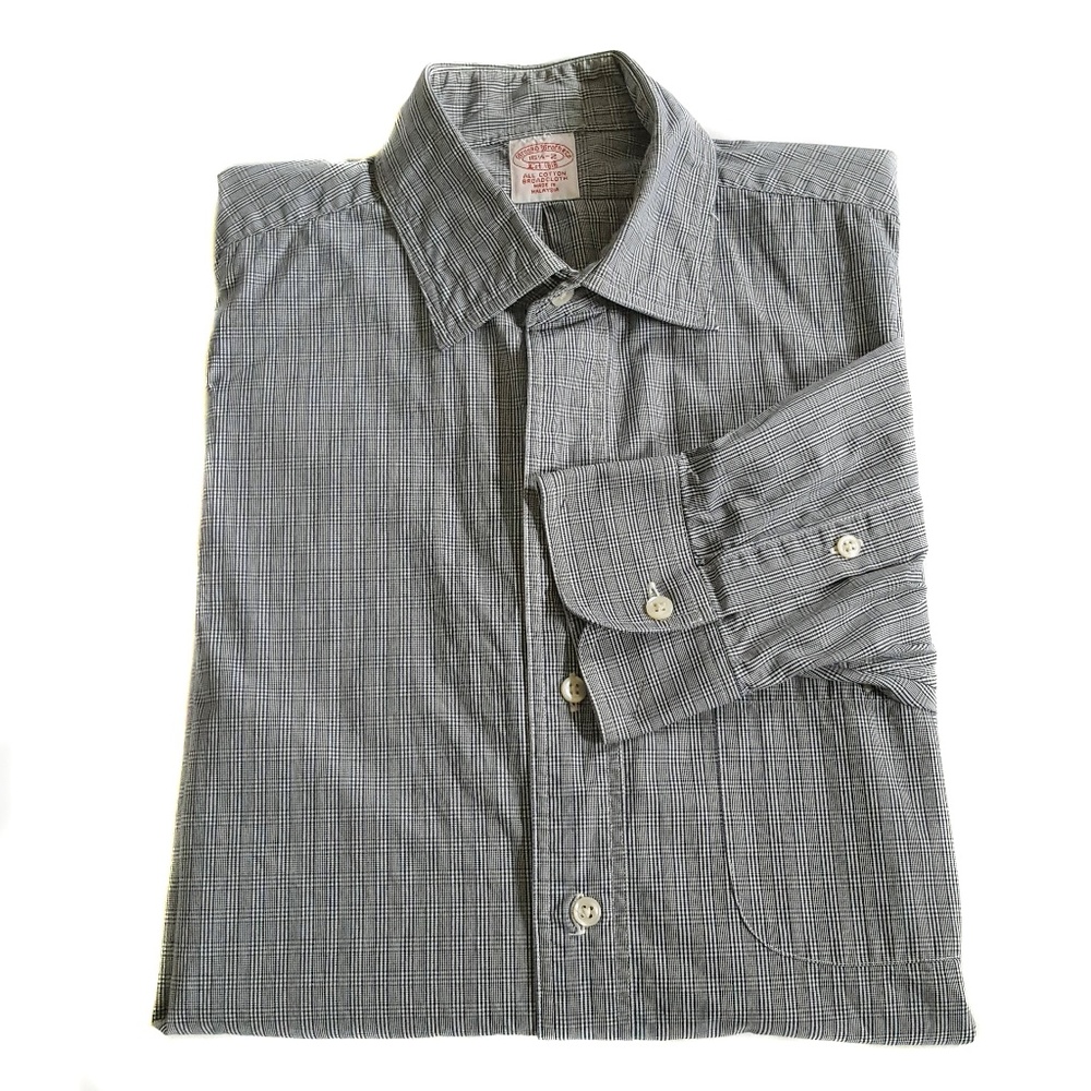 Brooks Brothers Mens Dress Shirt Cotton Plaid Blue